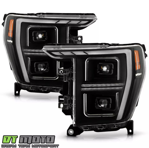 Image of 2021-2023 F150 Black Full LED Projector Headlights w/ Sequential Signal