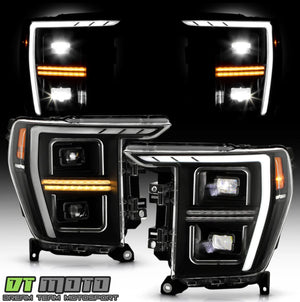 2021-2023 F150 Black Full LED Projector Headlights w/ Sequential Signal